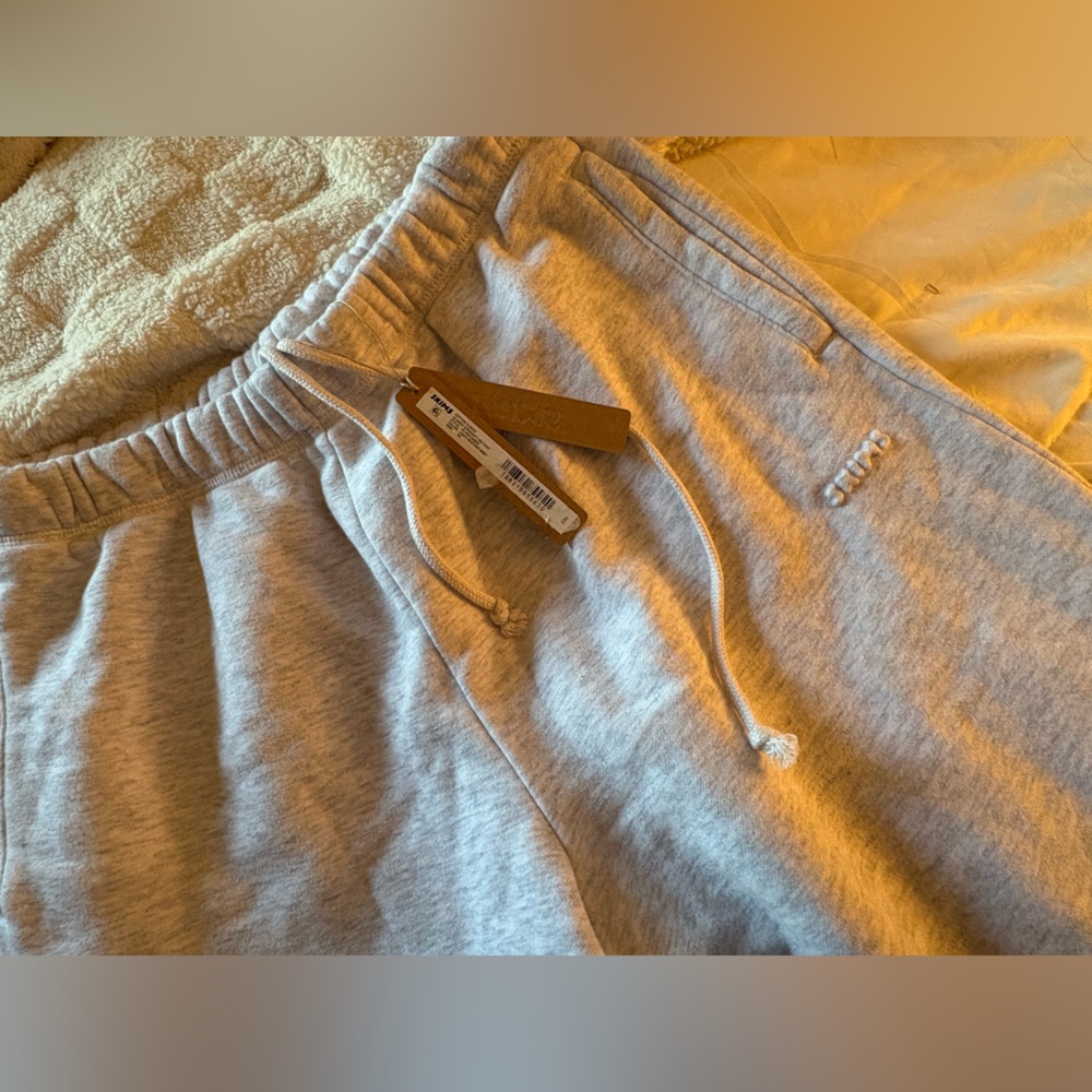 SKIMS Light Heather Gray Cotton Fleece Straight Leg Pants